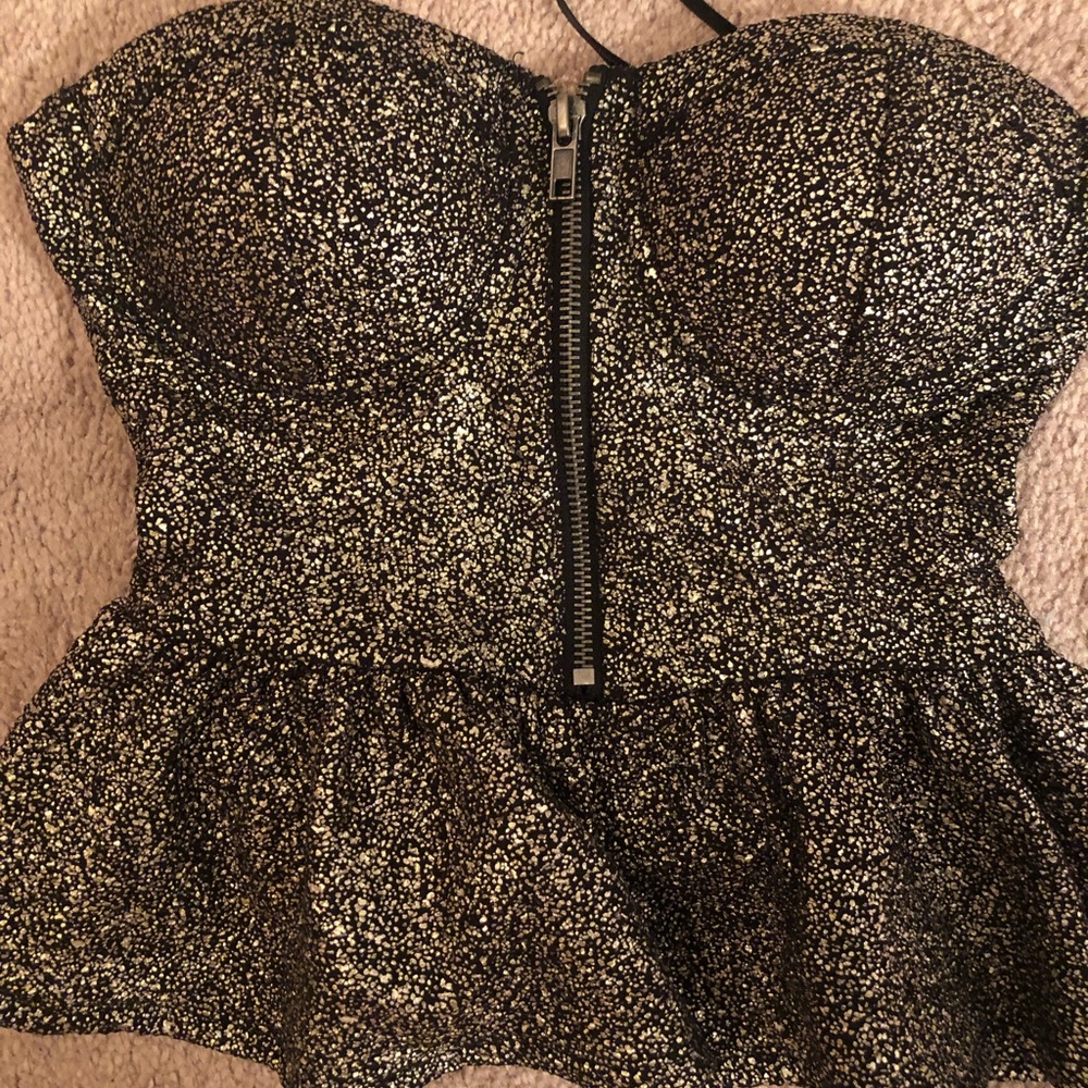 Gold Bustier Peplum Top